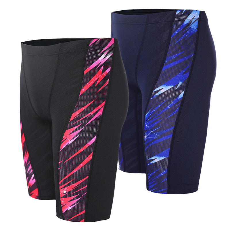 Swimming pool special chlorine-resistant professional training swimming trunks mid-leg men's swimming trunks five-point swimming trunks competitive swimming trunks