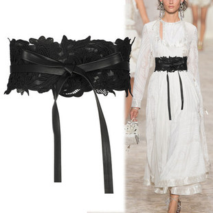 Korean Style Sweet Lace Wide Girdle Straps Versatile Women's Decorative Belt with Skirt Sweater Korean Retro Fashion