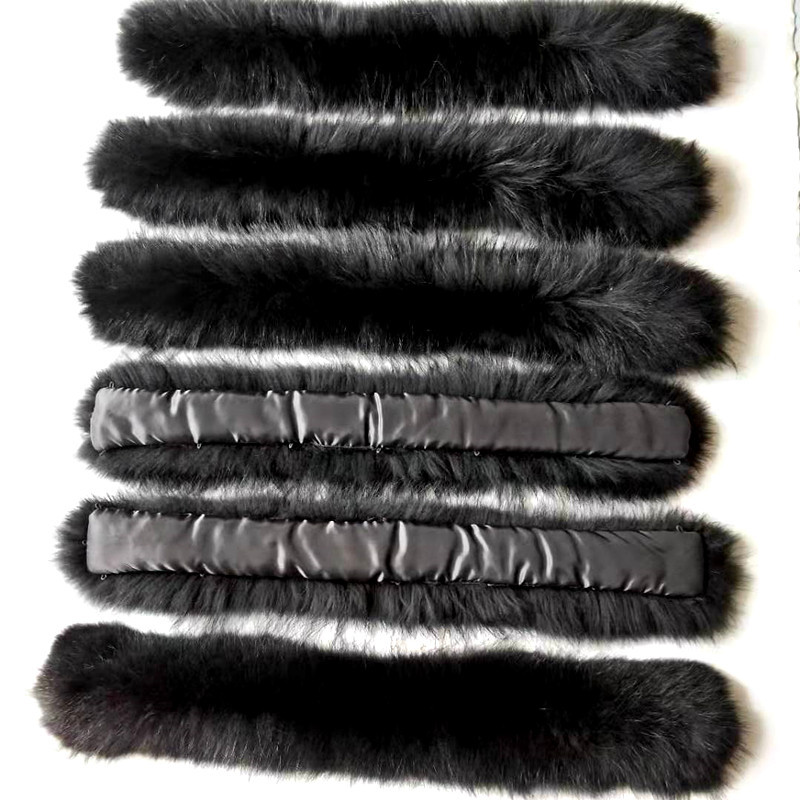 厂家批发真毛毛领 时尚黑色貉子毛领 羽绒服款皮草辅料