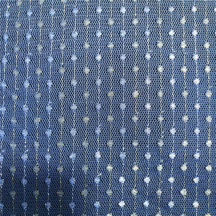厂家直供 网布绣花面料 时装网布  纱裙网布面料 金银线点点网布