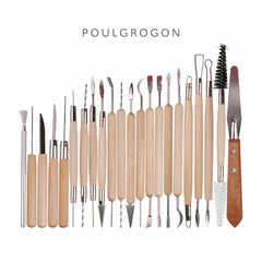 Pottery Tools 22-Piece Set Clay Sculpture Lace Knife Soft Clay Shaping and Trimming Texture Multi-functional Carving Knife