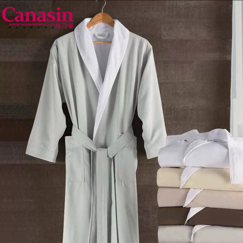 康乃馨四五星级酒店浴衣美容院民宿双层浴袍男女长袖式双层加厚