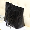 Universal capacious one-shoulder bag for leisure, Korean style, 2023 collection, crocodile print