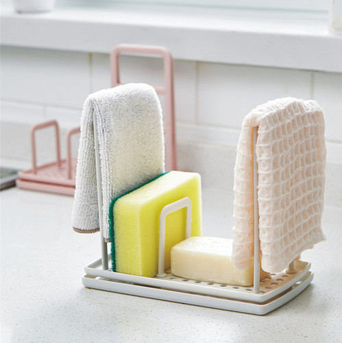 Kitchen tabletop wiper rack multi-purpose drain rack household sponge soap dishcloth organizer storage rack