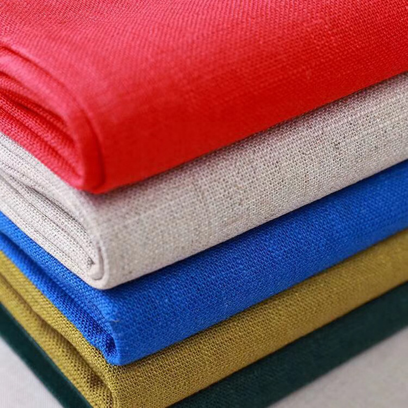 现货批发春夏纯色亚麻粘平纹布料 亚麻4438# 沙滩裤套装童装面料