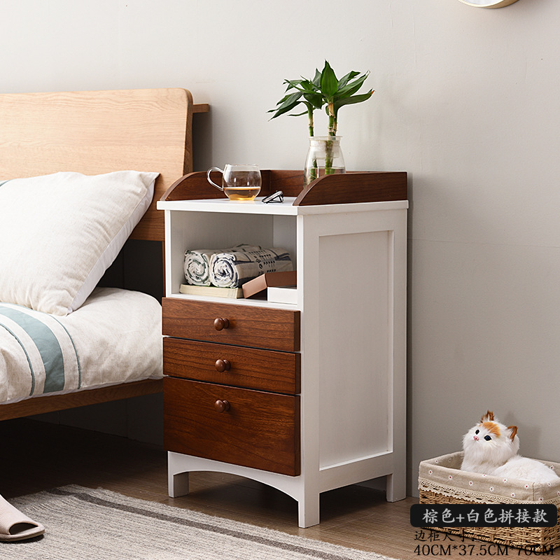Simple Modern bedside table bedroom solid wood multifunctional bedside locker small sofa side cabinet children's storage cabinet
