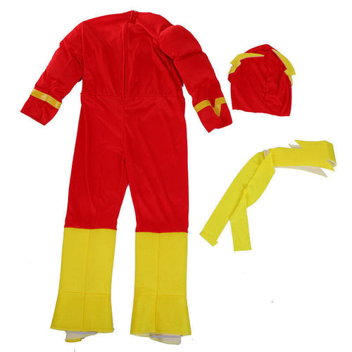 Kids Superhero Muscle Outfit The Flash Halloween Dress Up Boys Cartoon Character Cosplay Costume