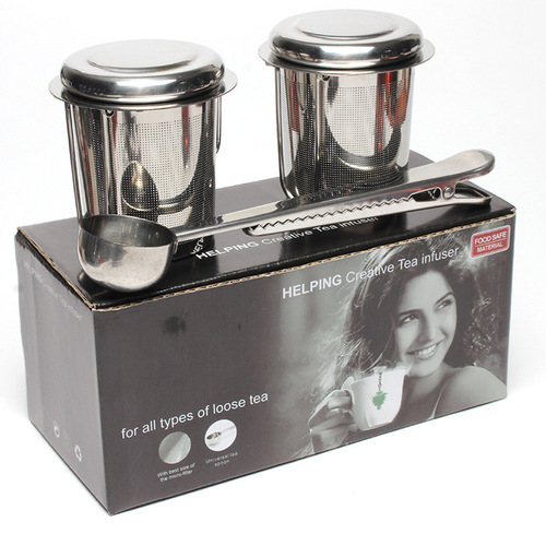 Factory direct supply stainless steel 304 tea filter, foldable silicone tea maker, tea colander and tea spoon set