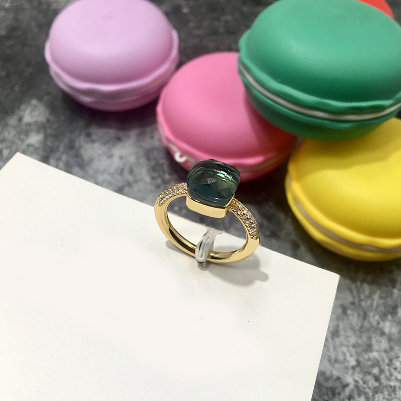 韓国版不規則な多面宝石スタイルロンドンブルークリスタルダイヤモンド人差し指リングエメラルドリング男性と女性用