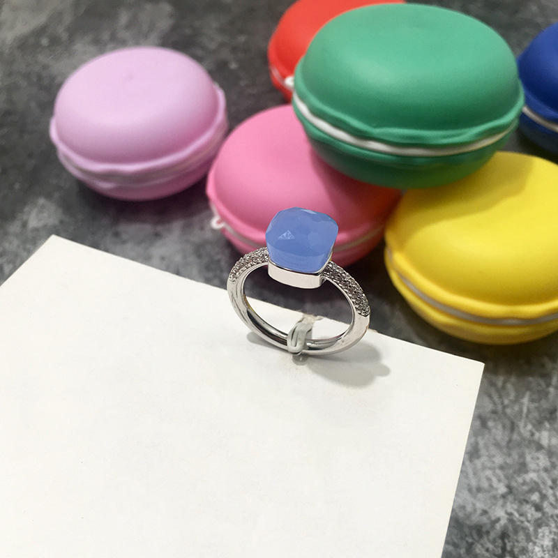 韓国版不規則な多面宝石スタイルロンドンブルークリスタルダイヤモンド人差し指リングエメラルドリング男性と女性用