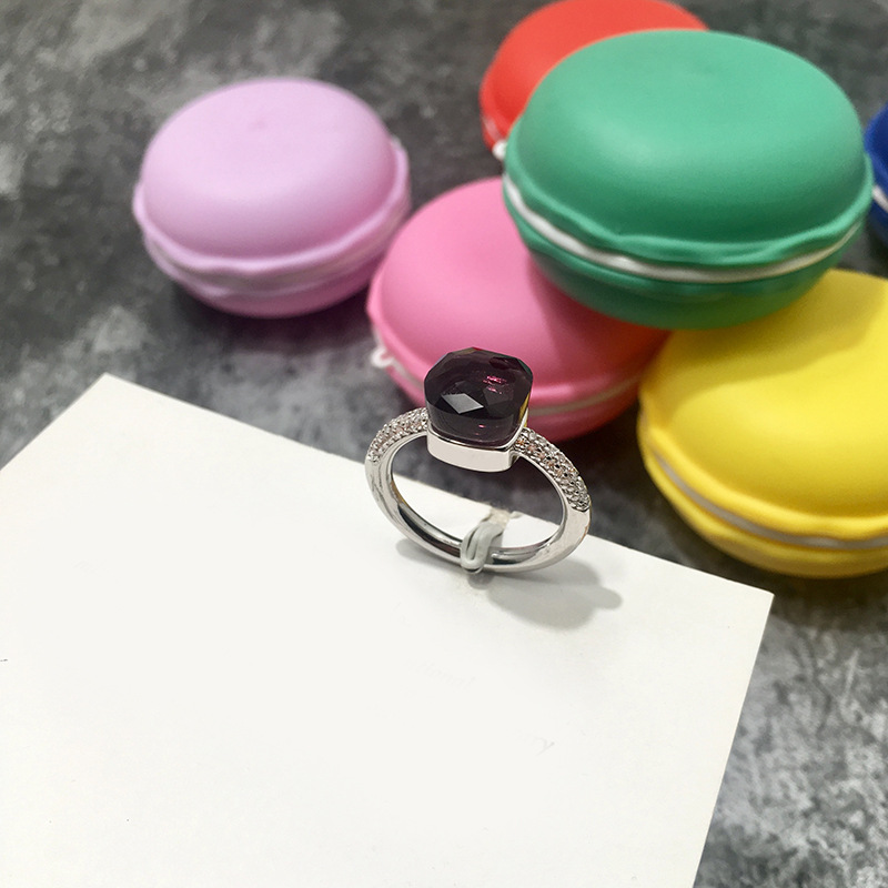 韓国版不規則な多面宝石スタイルロンドンブルークリスタルダイヤモンド人差し指リングエメラルドリング男性と女性用