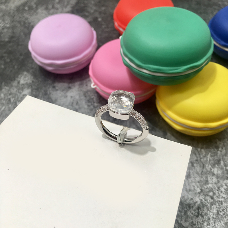 韓国版不規則な多面宝石スタイルロンドンブルークリスタルダイヤモンド人差し指リングエメラルドリング男性と女性用