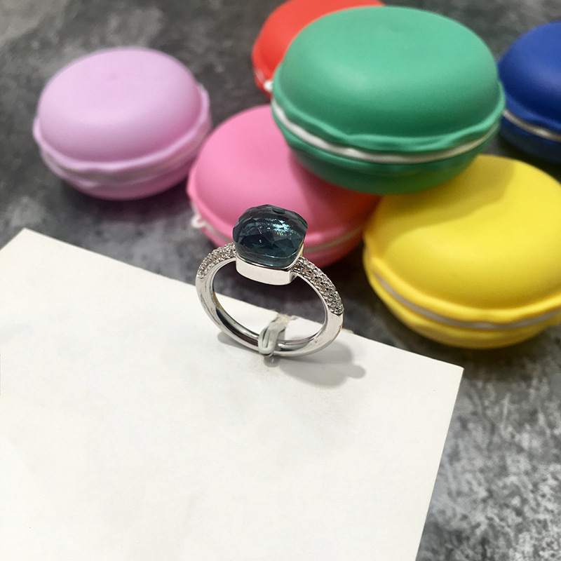 韓国版不規則な多面宝石スタイルロンドンブルークリスタルダイヤモンド人差し指リングエメラルドリング男性と女性用