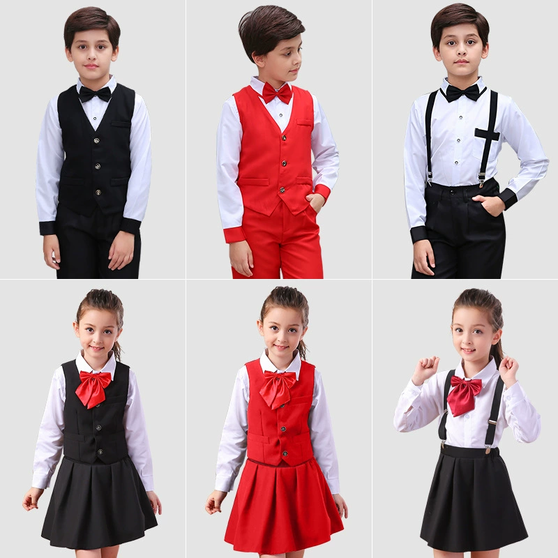 Новогодняя детская праздничная одежда для выступлений для мальчиков и девочек Одежда для хора Комбинезоны Юбка принцессы Одежда для выступлений хозяина