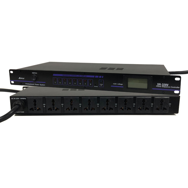 Secuenciador de Alimentación SR-328V 8 Vías Fibra de Vidrio con Pantalla, 8 Vías para Escenario y Conferencias