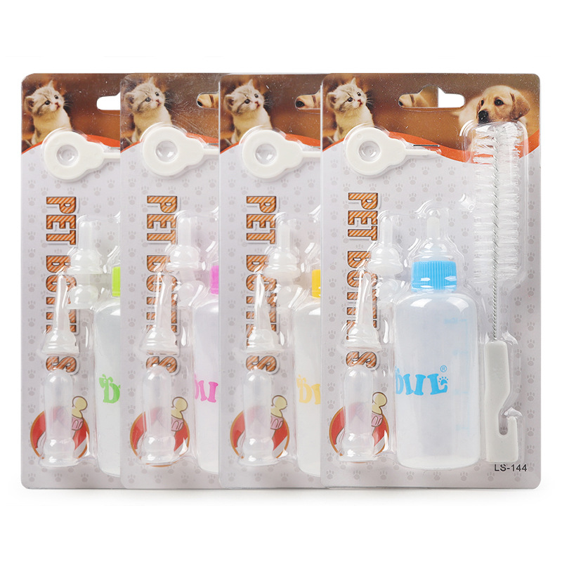 Fábrica de origen botellas de leche mini mascotas personalizadas 60ml alimentador de perros y gatos botellas de plástico bebedor de leche