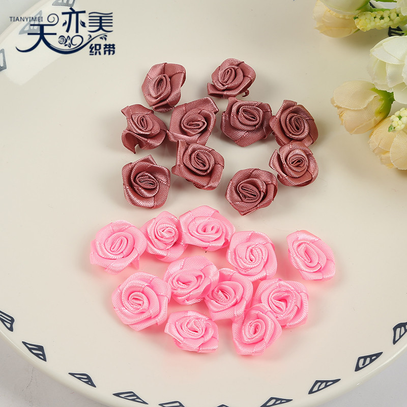 5 puntos de cinta revés Rosa diámetro 2cm accesorios textiles DIY cinta arco flor apretada