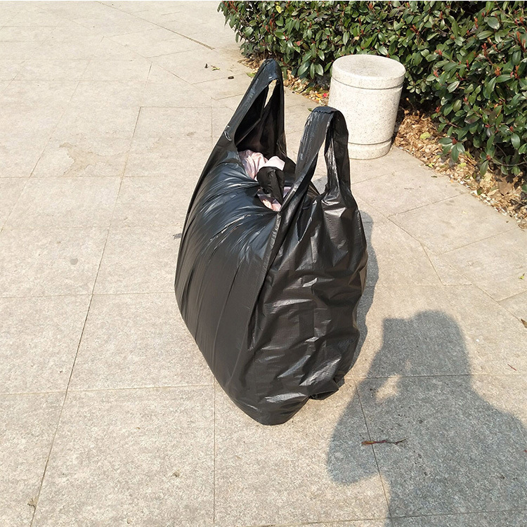 Bolsa de plástico chaleco negro bolsa de basura bolsa de almacenamiento de ropa portátil grande y pequeña bolsa de embalaje de propiedad hotelera