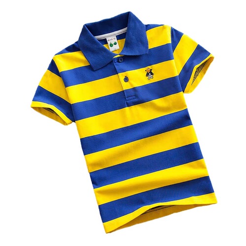 Polo Kids Summer Short Sleeve T-Shirt 100% Cotton Polo Shirt for Ages 1-12 (Medium and Large Children) Striped Collar T-Shirt 100% Cotton