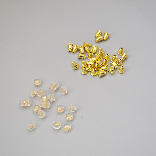 Copper material gold-plated slip-resistant silicone bullet-shaped 925 silver earplug accessories