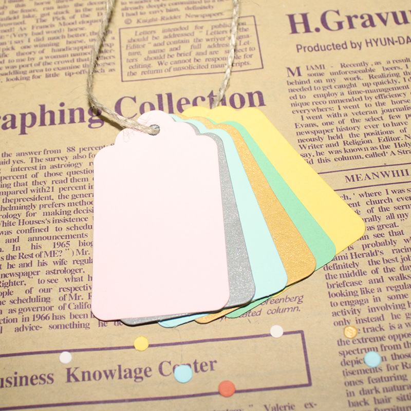 工厂直供4*7cm波浪顶边圆角空白彩色吊牌 支持来图来样制作