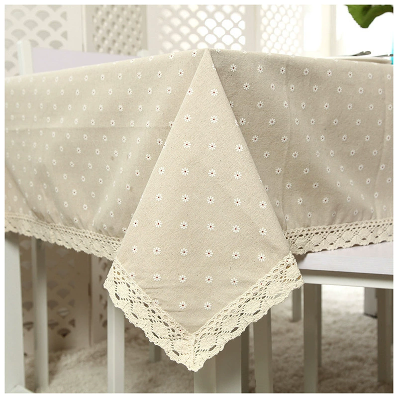 ZAKKA печать полиэстер хлопок imitation linen маленькая ромашка кружевная скатерть тканевая скатерть чайная сервировочная накидка шарф однослойная доставка