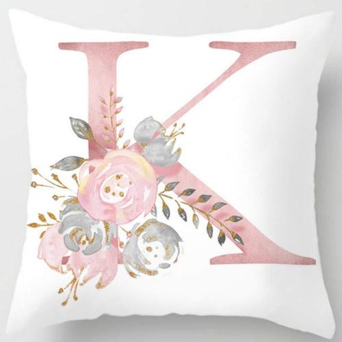 Cross-border creative pink simple 26 English letters peach velvet pillowcase car sofa cushion can be customized upon request