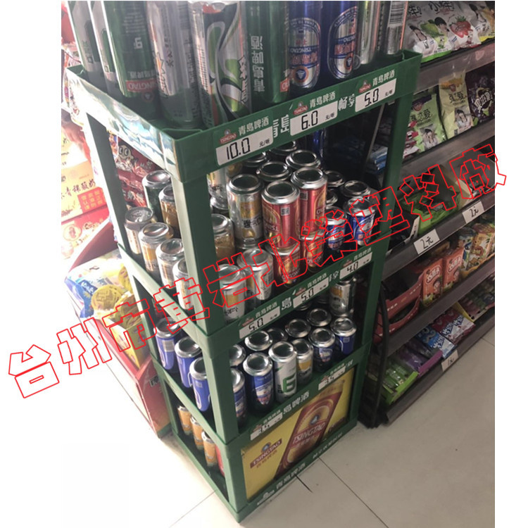 三层48*35超市雪花青岛罗塞尔哈啤红酒饮料酱醋油塑料展示架