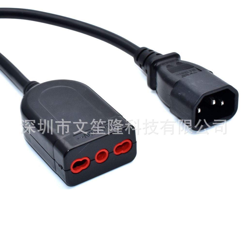 C14转意大利16A母座0.3米1.0平方 机箱服务器电源设备转换延长线