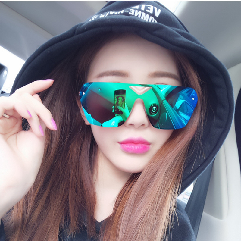2023 Korean Style Star Same Style Sunglasses Men's Retro Fashionable Colorful Reflective Sunglasses Women's Fashionable Large Frame Toad Mirror