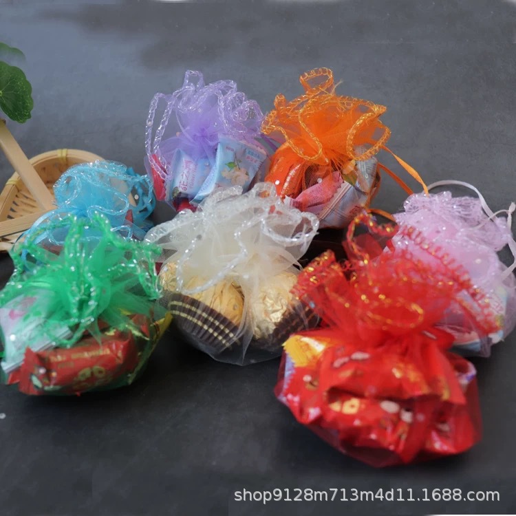 空袋圆盘束口袋/圆盘纱袋装石香薰 礼品袋香薰批发石巧克力网纱袋