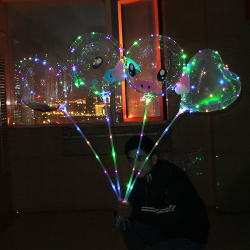Bobo Ball Luminous Balloon Lamp Luminous Cartoon Street Stall Transparent Internet Celebrity Balloon New Micro-Business Promotion Small Gift