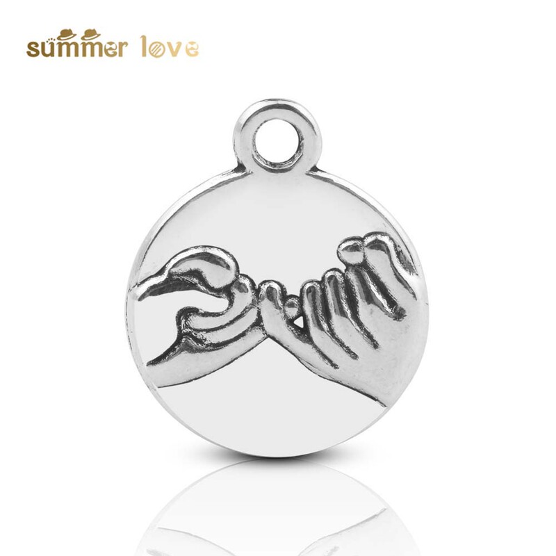 European and American best selling diy jewelry accessories bracelet necklace keychain boxing pendant retro hand in hand disc pendant