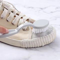Wuliqi Plain Color Double-Ended Long Handle Cleaning Shoe Brush, Shoe Brush for Cleaning Shoes, Soft Bristle Cleaning Brush