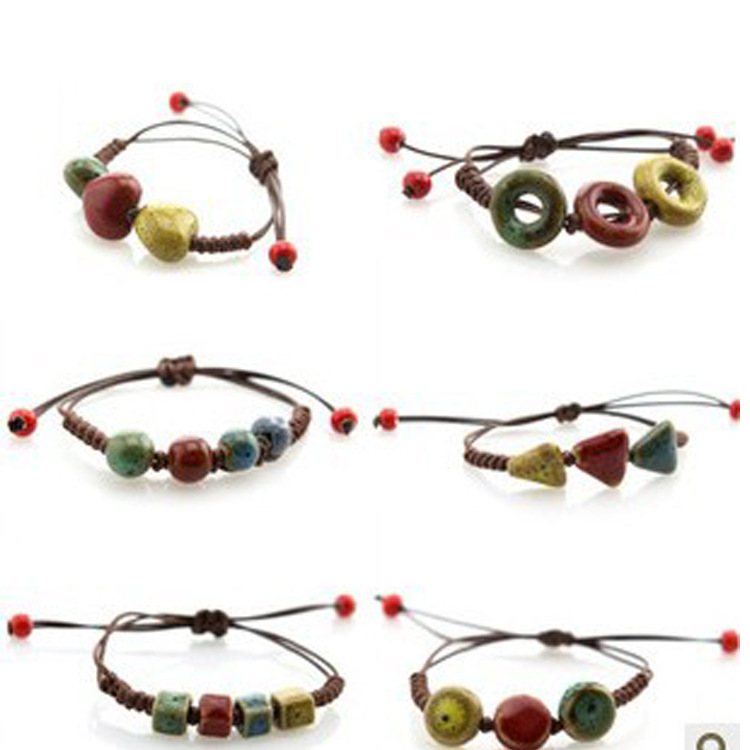 Street Vendor Supplies Jewelry, Scenic Area Woven Bracelets for Women, Handmade Jingdezhen Knot Ethnic Ceramics, In-Stock, Artistic Style Street Vendor Supplies Jewelry, Scenic Area Woven Bracelets for Women, Handmade Jingdezhen Knot Ethnic Ceramics, In-Stock, Artistic Style