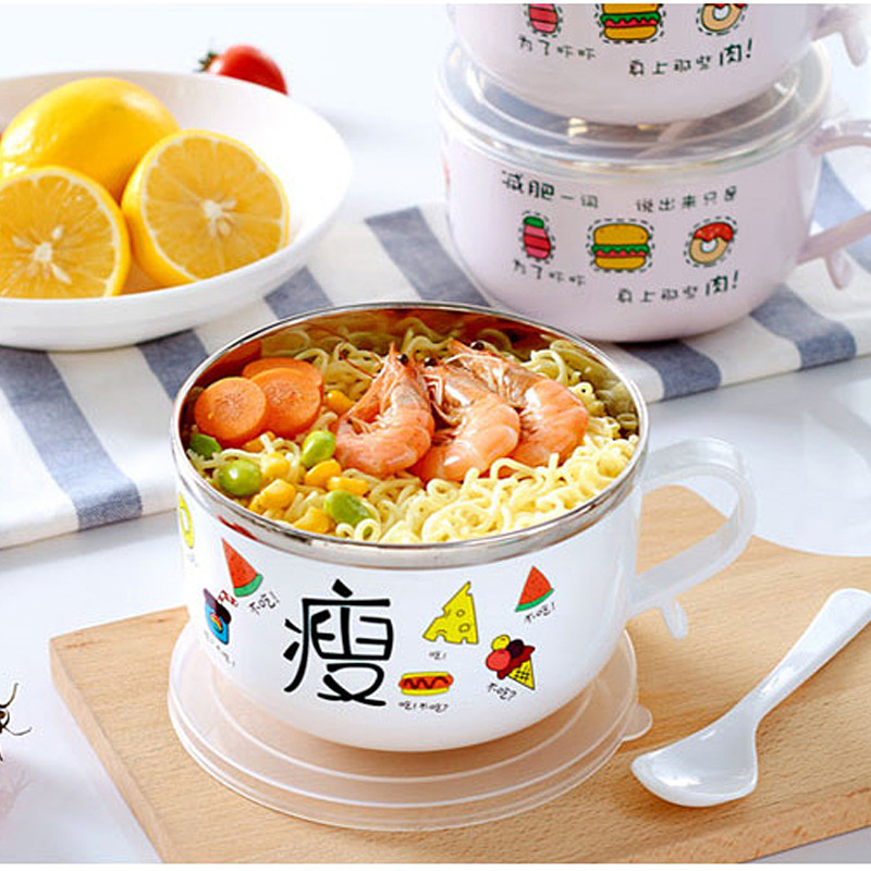 Inspirational Tableware Stainless Steel Korean-style Cartoon Pattern...