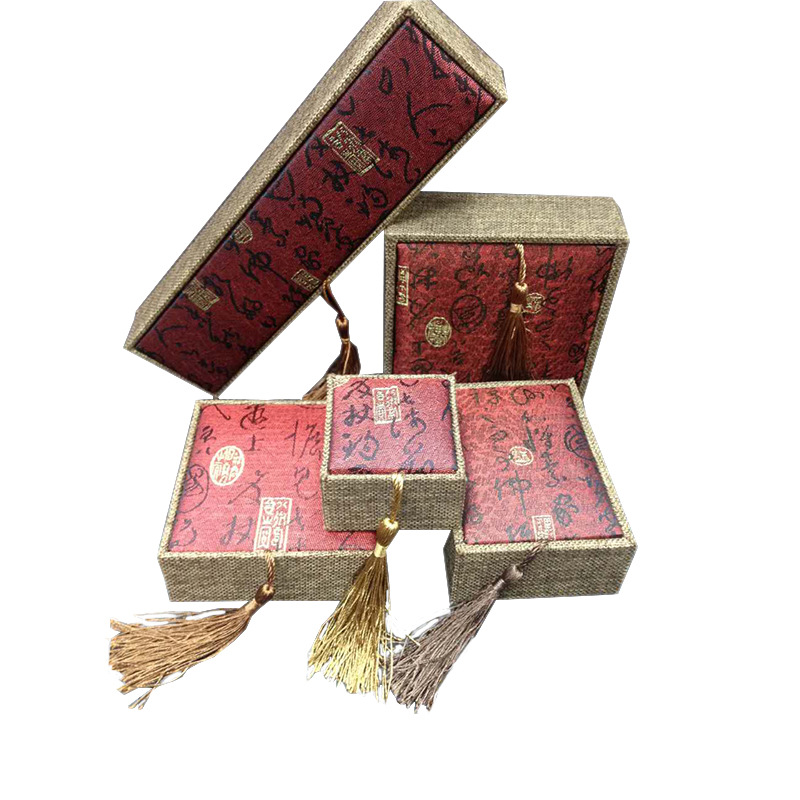 麻布流苏首饰盒 佛珠手链盒礼品饰品车挂盒 手镯佛牌手串手把件盒