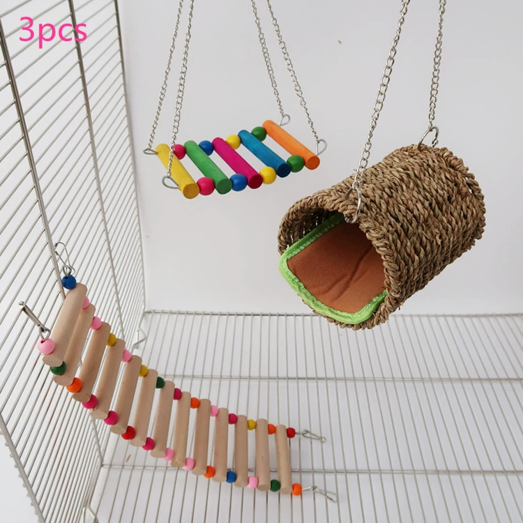 Хомяк белка медовый мешок Попугай Игрушка попугай хомяк теплое гнездо качели лестница набор из 3 предметов