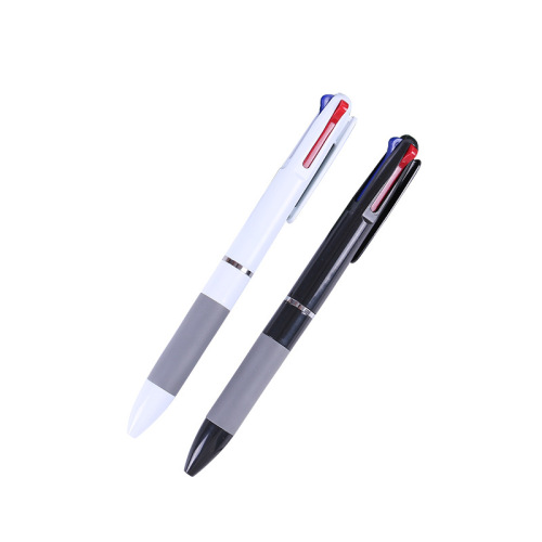 New creative push three-color ballpoint pen advertising pen simple and beautiful push multi-color ballpoint pen wholesale