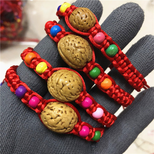 New natural walnut peach red rope bracelet for Dragon Boat Festival Children's zodiac year peach blue and red bracelet