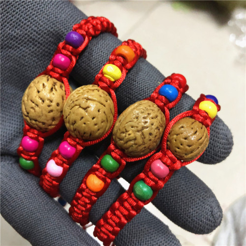 New natural walnut peach red rope bracelet for Dragon Boat Festival Children's zodiac year peach blue and red bracelet