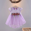 Summer cotton dress, mini-skirt, flowered, with short sleeve, wholesale