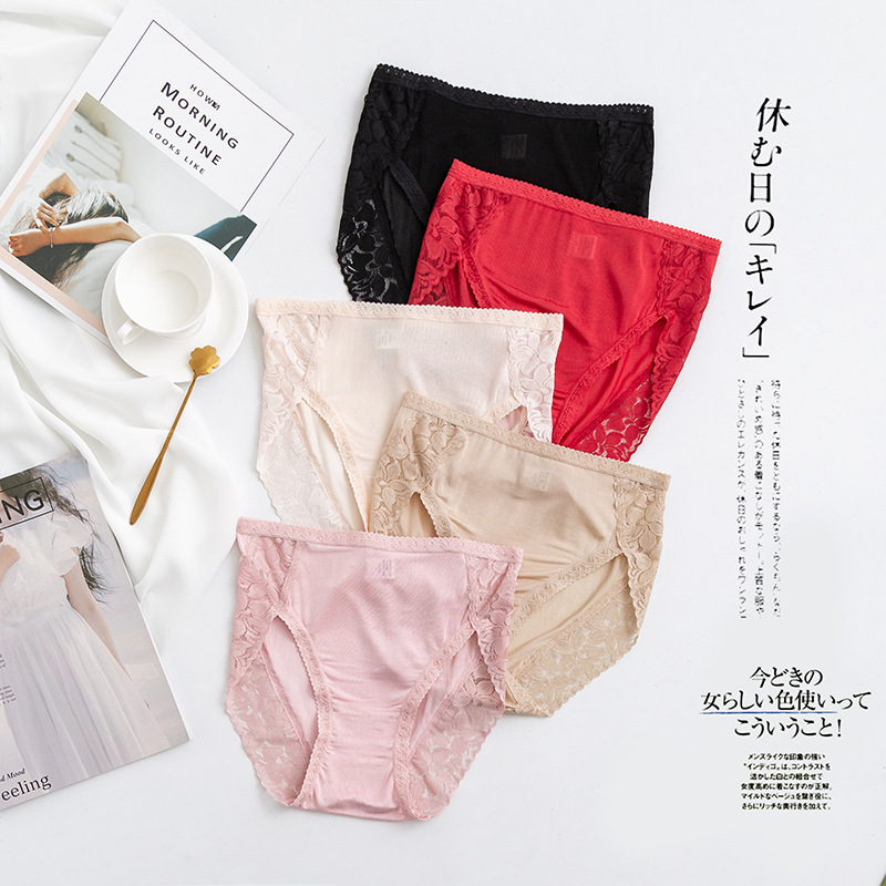 Tangge Natural Mulberry Silk Shorts Women's Knitted Silk Briefs Seamless Silk Mid-Waist Underwear