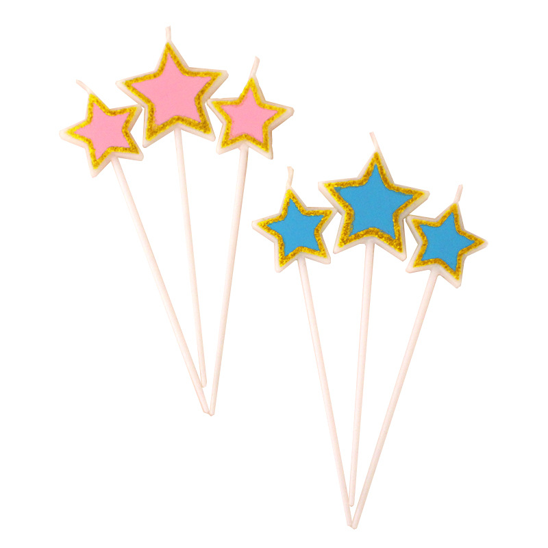 2024ns estilo pastel de cumpleaños vela borde dorado amor corona chapada en oro estrella de cinco puntas decoración para hornear vela creativa