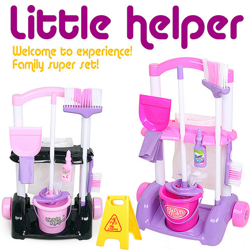 Children's simulation play house cleaning tool set broom mop vacuum cleaner hygiene cleaning toy cart