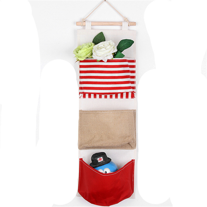 Nueva moda japonesa y coreana de múltiples capas de tres bolsillos semicírculo bolsa colgante detrás de la puerta tela creativa almacenamiento en el hogar bolsa de almacenamiento al por mayor