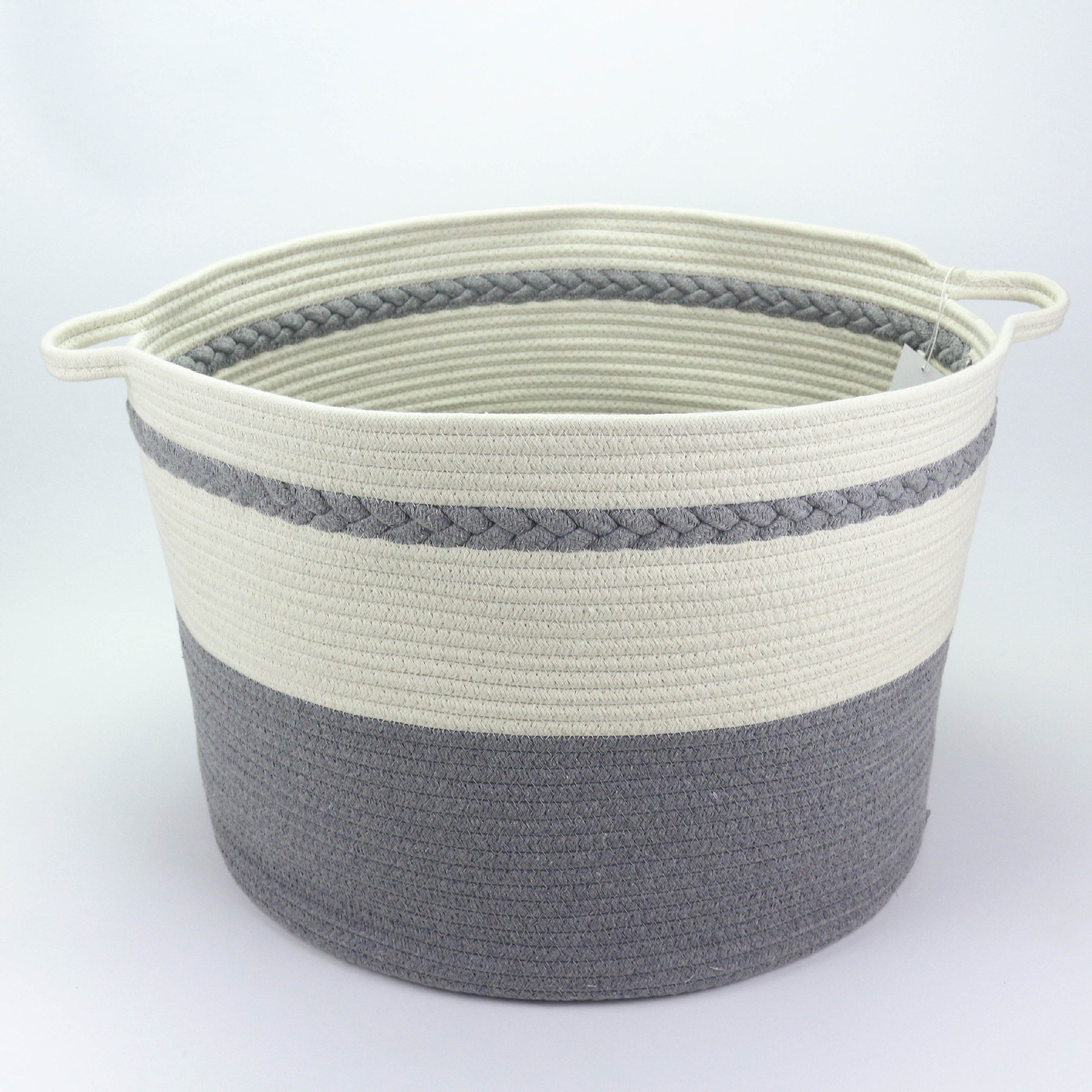 Factory wholesale export black Miscellaneous creamy-white cotton rope dirty clothes hidden handle storage basket foreign trade supermarket