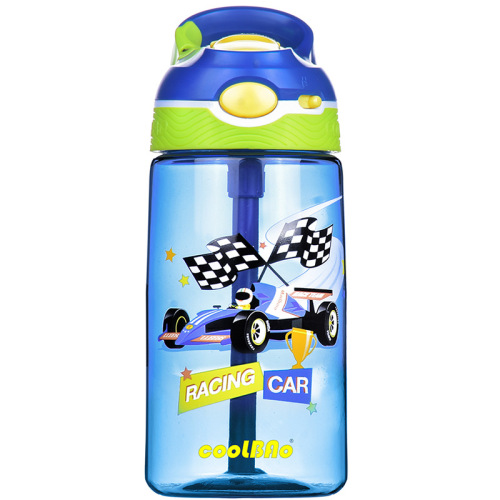 Children's tritan water cup plastic summer sports straw cup cute cartoon portable high-looking cup for primary school students