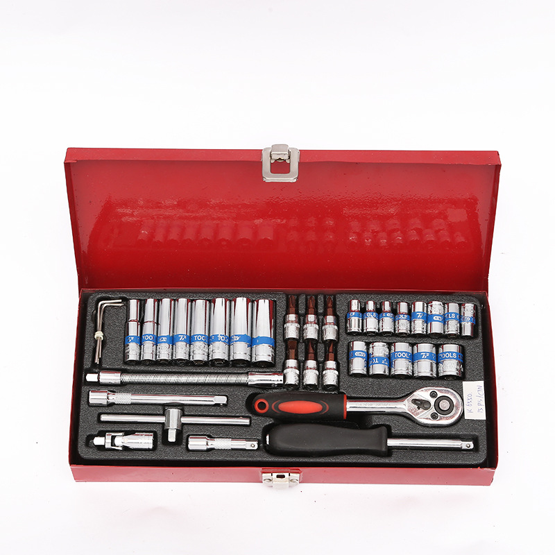 37件套汽修组合工具 铁盒小飞套装 棘轮扳手汽保工具汽车维修工具
