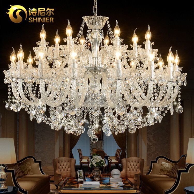 Araña de cristal de lujo ligero, lámpara de sala de estar de estilo europeo, lámpara de comedor de dormitorio minimalista moderno, lámpara de boda de hotel francesa atmosférica